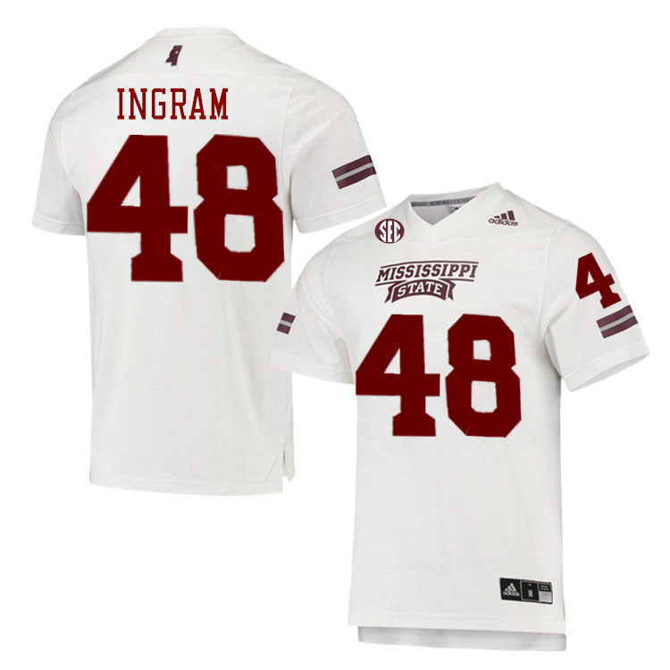 Men #48 Charlie Ingram Mississippi State Bulldogs College Football Jerseys Stitched-White